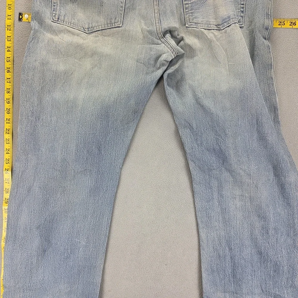 Edwin Jeans Mens 40x38 Blue Selvedge 505S Thrashed Whiskers Light Wash